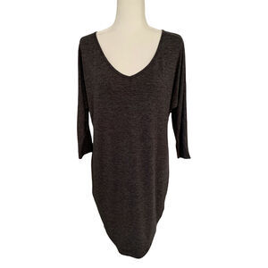 Old Navy Womens Sweater Dress Sz S Gray Classic V Neck 3/4 Sleeves Pullover